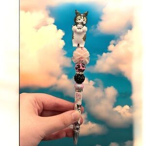Cute Cat-Themed Pen with Pink and Black Accents
